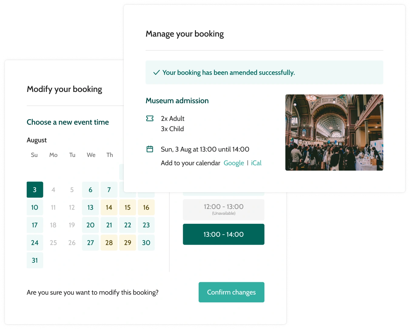 bookings management interface on Beyonk software, making it a great TicketSpice alternative